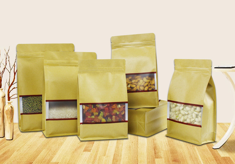 flat bottom kraft paper pouch